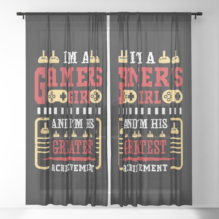Funny Gamer Girlfriend Quote Sheer Curtain