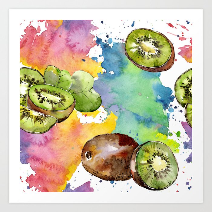 Watercolor Exotic Fruit Pattern 08 Art Print