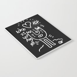 Love is You and Me Street Art Graffiti Black and White Notebook