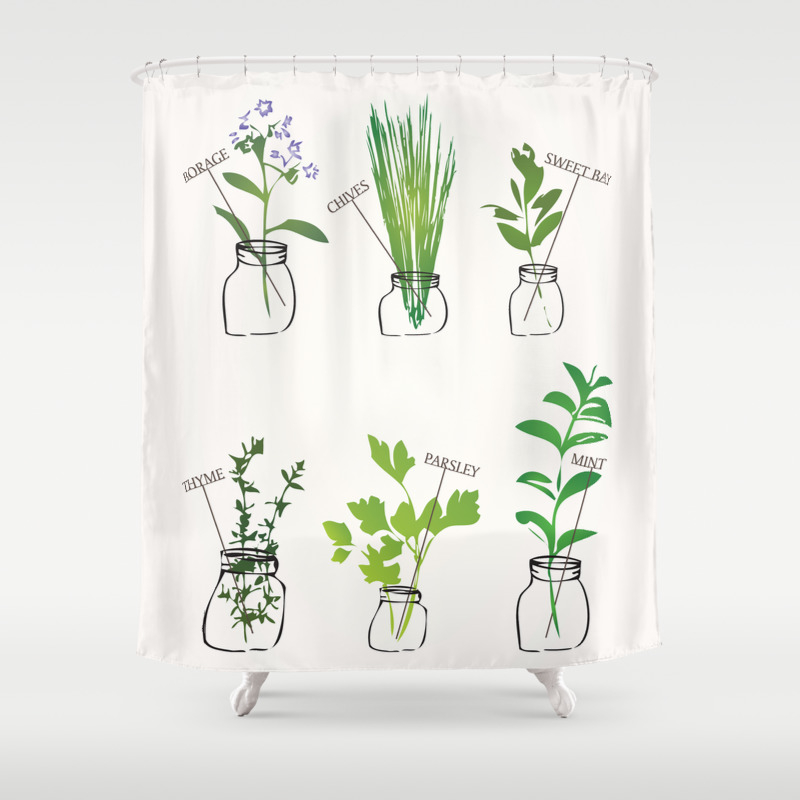 Mason Jar Herbs Shower Curtain By Foxbeardesigns Society6