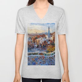 Barcelona, Panorama from Parc Guell V Neck T Shirt