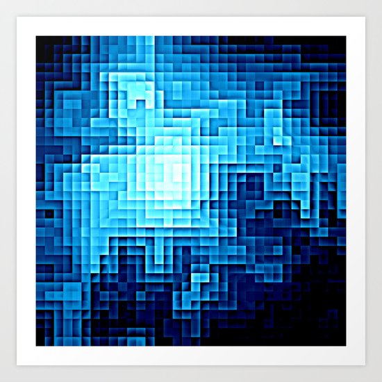Nebula Pixel Blue Art Print