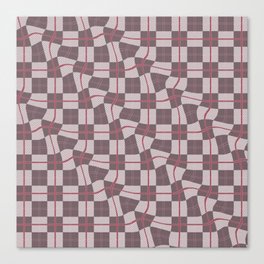Warped Checkerboard Grid Illustration Red Brown Canvas Print