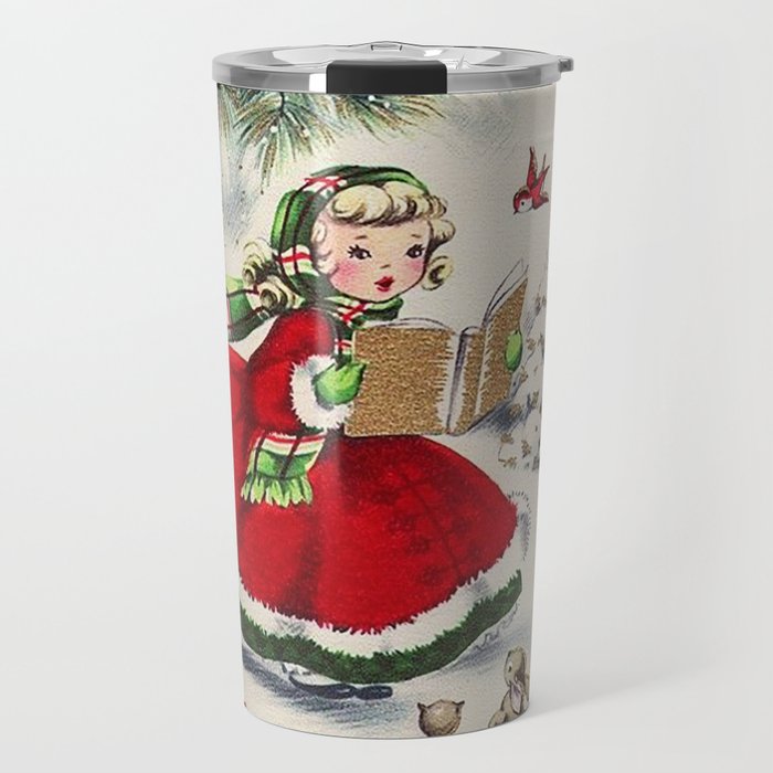 Vintage Christmas Girl Travel Mug