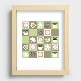 Checkered flowers 4 Recessed Framed Print