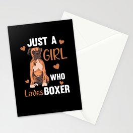 Just A Girl The Boxer Loves Dogs For Girls Stationery Card