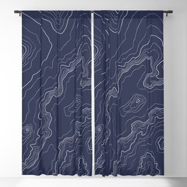Navy topography map Blackout Curtain