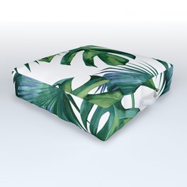 Classic Palm Leaves Tropical Jungle Green Outdoor Floor Cushion