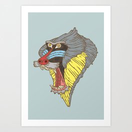 Angry mandrill Art Print
