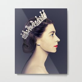 Queen Elizabeth II in Profile Metal Print | Graphicdesign, British, Englishroyal, Darkblue, Englishqueen, Royalfamily, Youngelizabeth, Famousqueens, Queenelizabethii, Queenportrait 