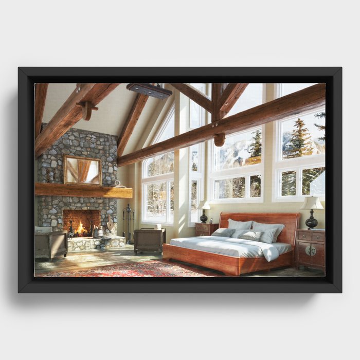 Rustic cabin bedroom Framed Canvas