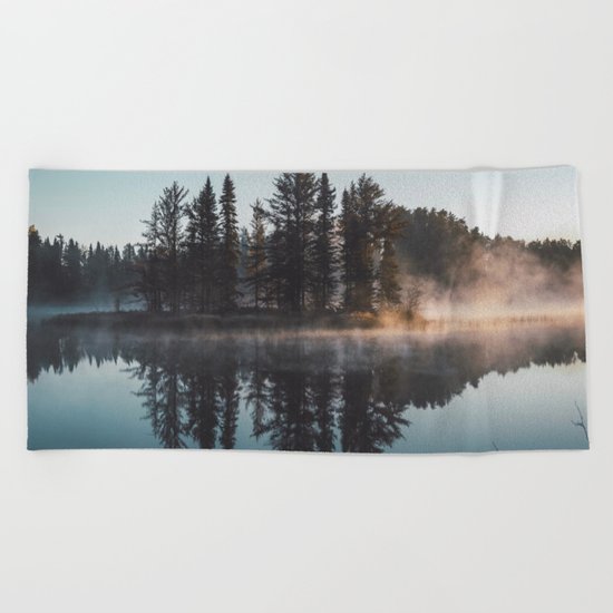 Foggy lake #society6 Beach Towel