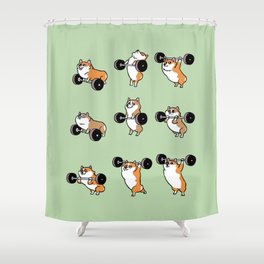 Olympic Lifting Corgi Shower Curtain