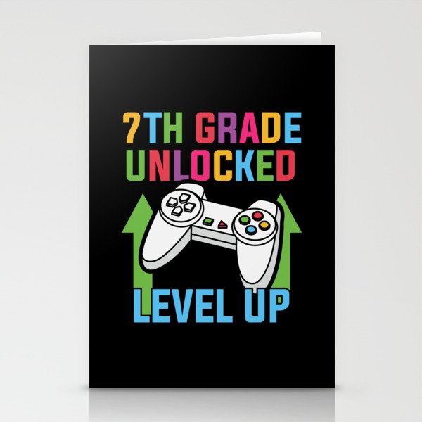 7th Grade Unlocked Level Up Stationery Cards