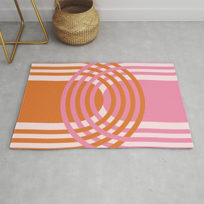 Rose Pink and Russet Orange Arches Rug