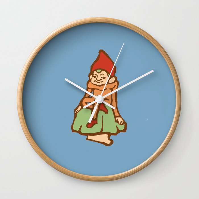 Elf On A Mushroom Wall Clock