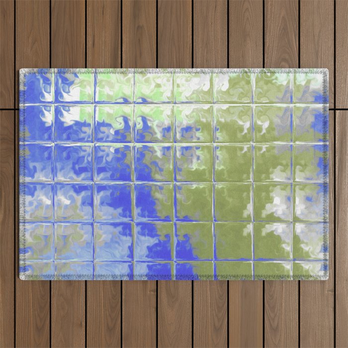 Square Glass Tiles 128 Outdoor Rug