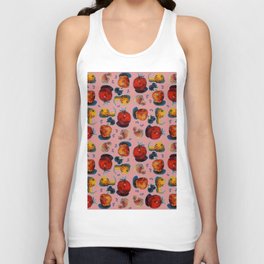 Oil painted mixed veggi on pink background Unisex Tank Top