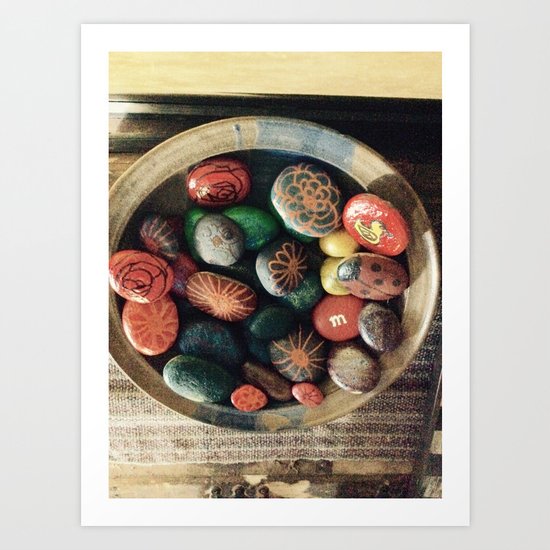 Rock art in ceramic bowl Art Print