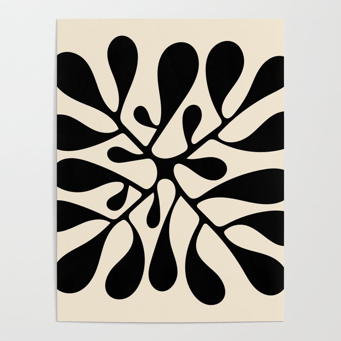 Matisse Inspired Abstract Cut Outs black Poster