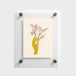 Yellow Hand Florals Floating Acrylic Print