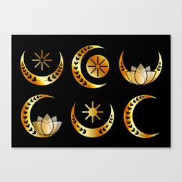 Decorative Crescent moons gold  Canvas Print