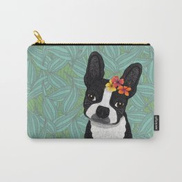 Tropical Boston Terrier Girl Carry-All Pouch