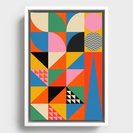 Geometric abstraction in colorful shapes   Framed Canvas
