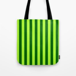 [ Thumbnail: Dark Green & Light Green Colored Stripes/Lines Pattern Tote Bag ]