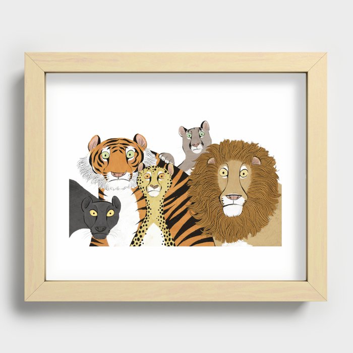 Surprised Big Cats Recessed Framed Print
