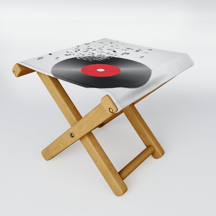 Vinyl with musical notes Folding Stool