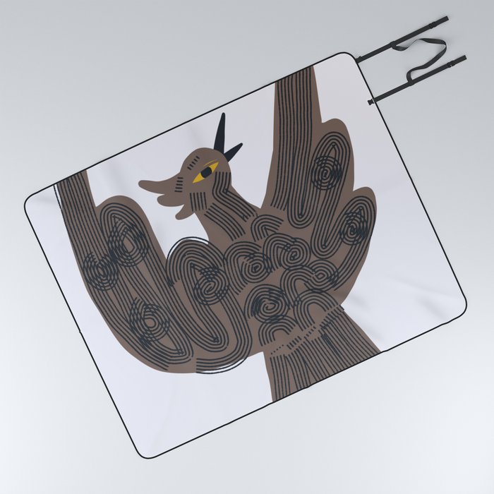 Grey bird illustration Picnic Blanket