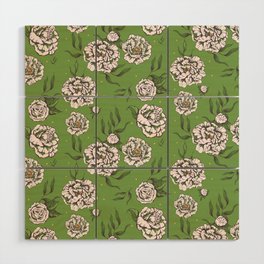 Greenery Green Vintage Flower Power Floral Pattern 60s 70s Retro Wood Wall Art