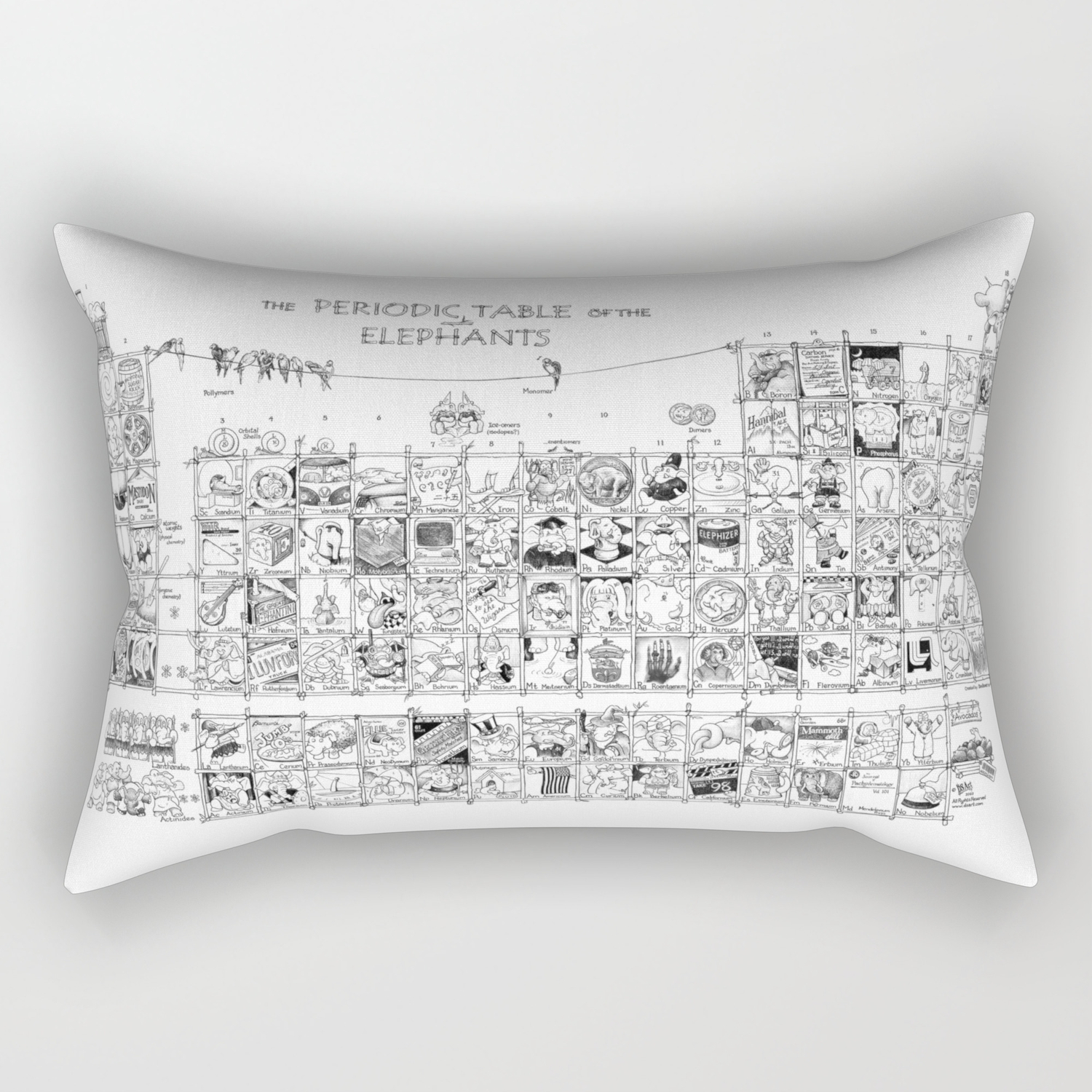 Periodic Table Of The Elephants Rectangular Pillow