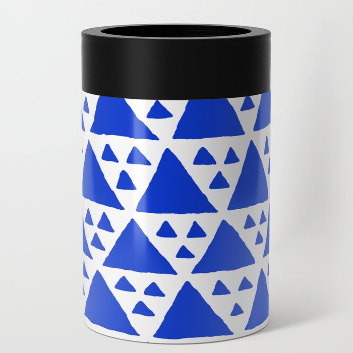 Triangles Big and Small in blue Can Cooler