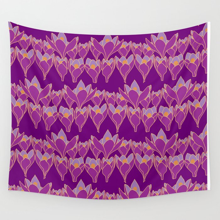 Dark Purple Crocus Rows Wall Tapestry by Odette Larouche for ODELARO Society6