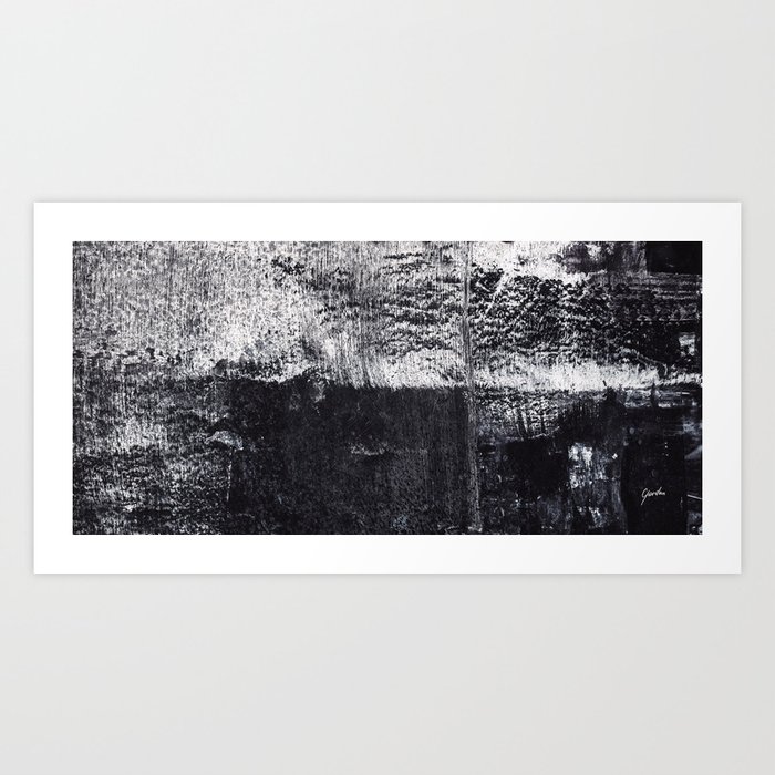 Black And White Large Abstract Landscape Horizontal Painting Art Print