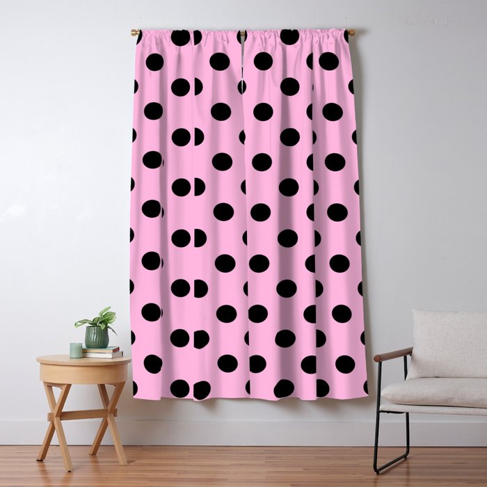 Polka Dots Black Pink Pattern Blackout Curtain By Luxelab