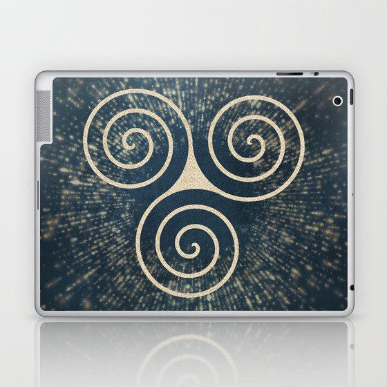 Triskelion Golden Three Spiral Celtic Symbol Laptop & iPad Skin