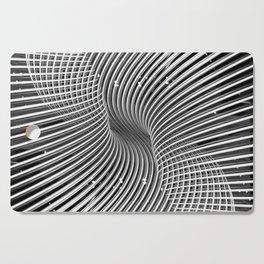 Abstract steel metal chrome curved lines black and white  Cutting Board