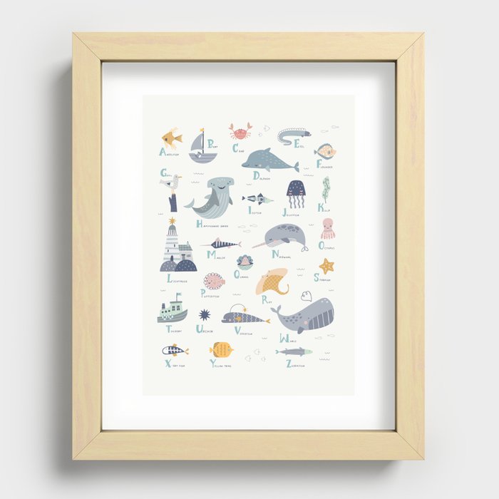 Ocean sea life alphabet  Recessed Framed Print