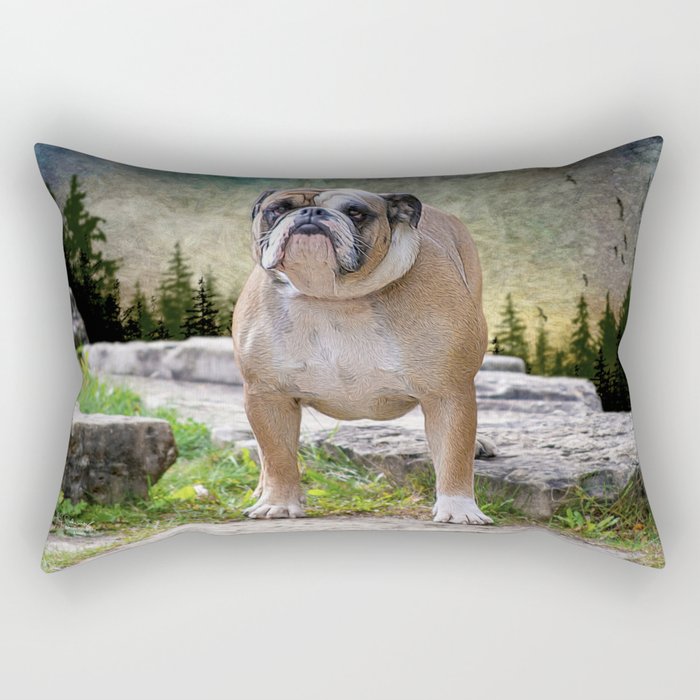 Bull Dog Pose Rectangular Pillow