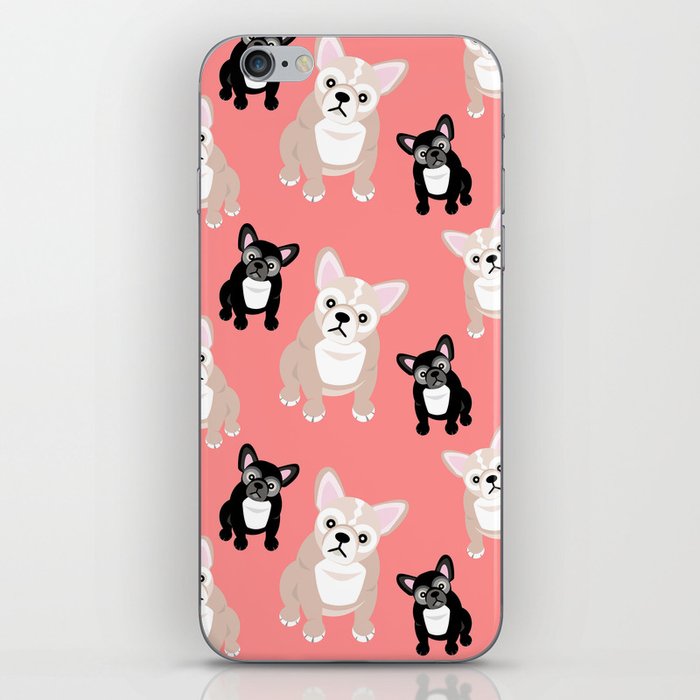 Peachy Pink Frenchies iPhone Skin