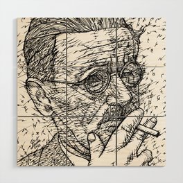 JAMES JOYCE - ink portrait .2 Wood Wall Art