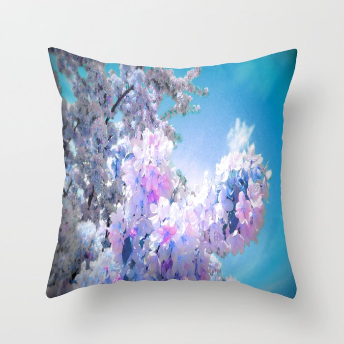 Flowers Lavender Pink Periwinkle Turquoise Throw Pillow