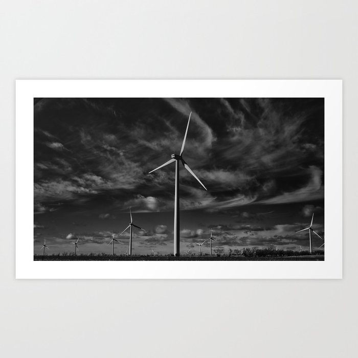Wind Turbines #moody #blackwhite Art Print