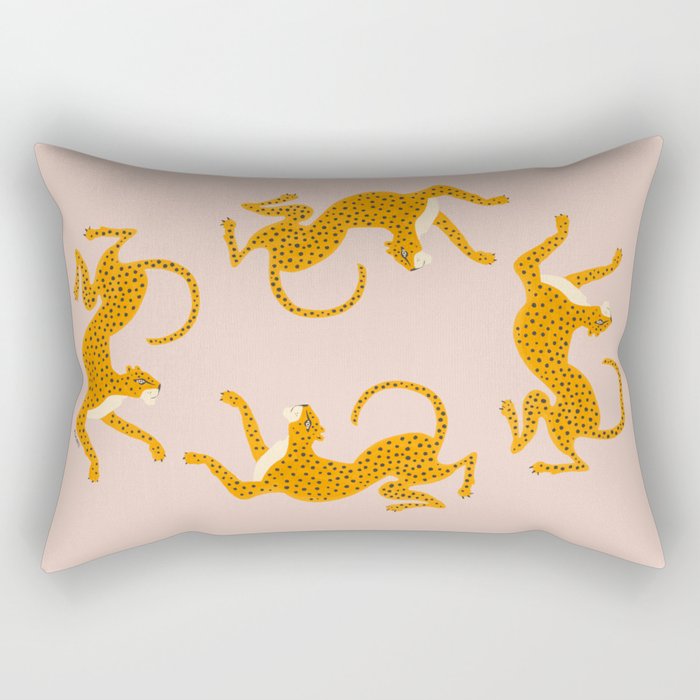 Leopard Race - pink Rectangular Pillow
