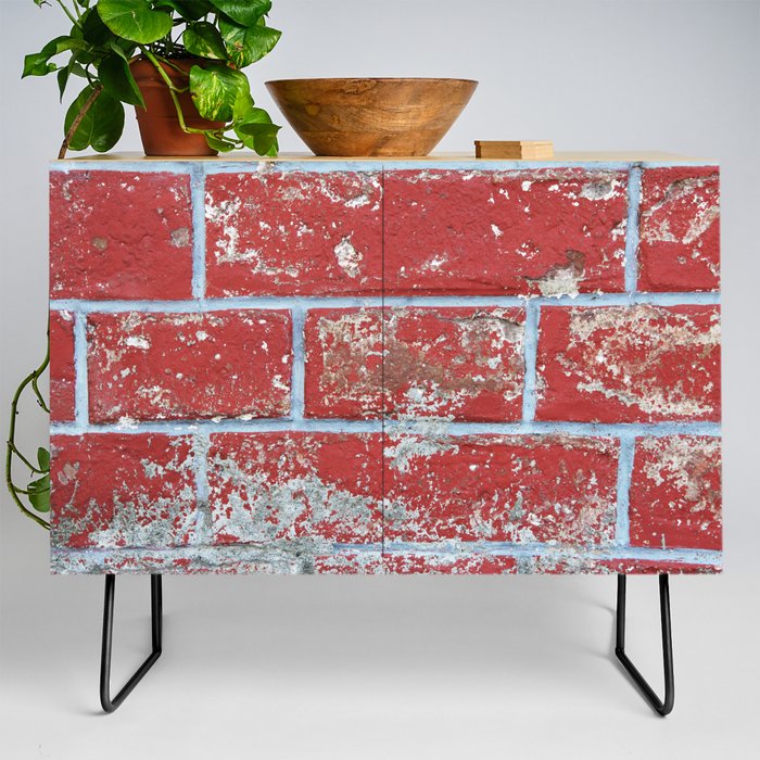 Texture background surface wallpaper red blue brick Credenza