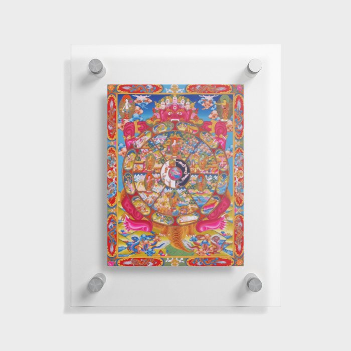 Buddhist Wheel of Life Bhavacakra thangka Floating Acrylic Print