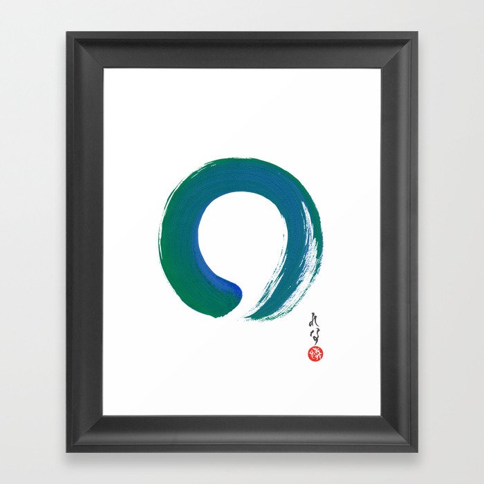 Enso Japanese Art Zen Circle Green Blue Teal Zen Painting